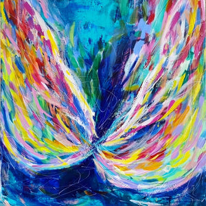 "Wings", 2023 (122cm x 91cm x 4cm, framed in oak)