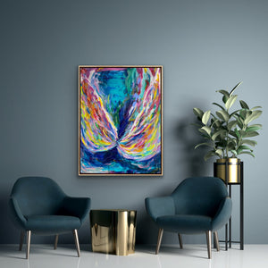 "Wings", 2023 (122cm x 91cm x 4cm, framed in oak)