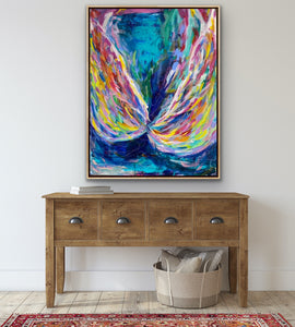 "Wings", 2023 (122cm x 91cm x 4cm, framed in oak)