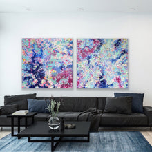 Load image into Gallery viewer, &#39;Hearts A Flutter II&#39; Diptych (102cm x 102cm x 4cm, unframed, x2)
