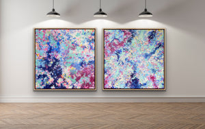 'Hearts A Flutter II' Diptych (102cm x 102cm x 4cm, unframed, x2)