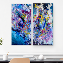 Load image into Gallery viewer, &#39;The Happy Ocean&#39; Diptych (80cm x 40cm x 2cm, unframed x 2)
