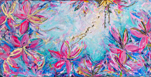 (Commission) ‘Sunflower and Bow’ (80cm x 160cm x 4cm, framed in Oak)