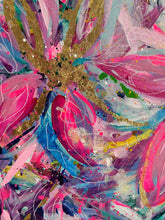 Load image into Gallery viewer, (Commission) ‘Sunflower and Bow’ (80cm x 160cm x 4cm, framed in Oak)
