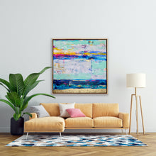 Load image into Gallery viewer, &#39;Sunset on the green&#39; (102cm x 102cm x 4cm, framed in oak)
