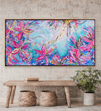 Load image into Gallery viewer, (Commission) ‘Sunflower and Bow’ (80cm x 160cm x 4cm, framed in Oak)
