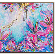 Load image into Gallery viewer, (Commission) ‘Sunflower and Bow’ (80cm x 160cm x 4cm, framed in Oak)
